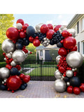 Black Red Silver Balloon Garland Arch Kit for Birthday Shower and Party