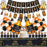 Whiskey Birthday Party Decorations for Men Banner Garland Balloons and Toppers