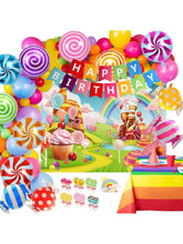 124Pc Candyland Party Decorations Lollipop Backdrop Candy Balloon Garland