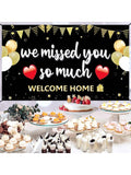 Welcome Home Banner Red Polyester 73x44 Inches with Copper Rings for Homecoming