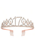 Rose Gold 17th Birthday Sash and Tiara Party Favor Supplies
