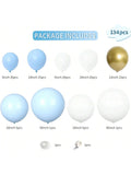 Blue White Gold Balloon Garland Kit Metallic Chrome and Latex Balloons for Party Decor