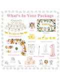 130pcs Wild One Jungle Birthday Decor Kit with Balloon Garland & Banner