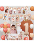 Boho Rainbow 1st Birthday Decor Kit with Balloon Arch and Banner