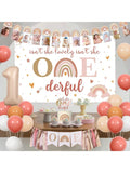 Boho Rainbow 1st Birthday Decor Kit with Balloon Arch and Banner