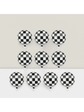 10 Pc 18 Inch Racing Car Checkered Foil Balloons with Ribbon for Party Decor