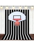 Basketball Photo Backdrop 5x7ft Black White Stripes for Party and Photos