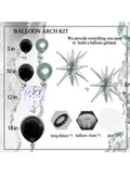 Black & Silver Balloon Garland With Latex And Confetti Balloons For Parties