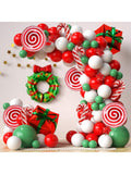 Merry Christmas Balloon Arch Kit Red White Green Balloons Garland Star Banner Decor