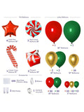 125PCS Christmas Balloon Arch Kit Red Green Balloons Candy Cane & Star