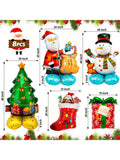 8 Pc Giant Christmas Mylar Balloons Santa Snowman Tree and Gift Box Decor