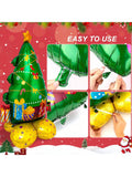 8 Pc Giant Christmas Mylar Balloons Santa Snowman Tree and Gift Box Decor