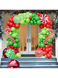 129pcs Christmas Balloon Arch Kit with Green Red Candy Cane Balloons for Parties