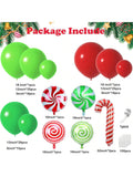 129pcs Christmas Balloon Arch Kit with Green Red Candy Cane Balloons for Parties