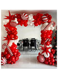 Red Christmas Balloon Arch Kit 134 pcs Ruby Red White Stars Candy Foil Decor
