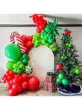 143PCS Christmas Balloon Garland Kit With Lime Green, Dark Green, Red, And Gold Balloons, Candy Cane Foil, And Explosion Star Balloons For Xmas, Ugly Sweater, And Friendsmas Decor -