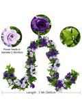 2 Pack 15.8FT Artificial Rose Garlands Silk Vines for Wedding Party Decor