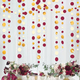 46ft Maroon Gold Polka Dot Garland Burgundy Circle Streamer Party Decor