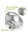 3-Quart Stainless Colander Dishwasher-Safe Metal Strainer For Draining & Prep