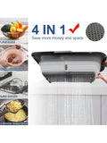 Collapsible Silicone Over-Sink Strainer, Adjustable 15"-19.8", Gray, Easy Storage.