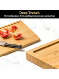 Bamboo Cutting Board Set with Holder Durable Wooden Boards for Kitchen Prep