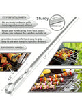 17" Stainless Steel Kabob Skewers 12pcs Reusable BBQ Sticks + Bonus 14" Skewers