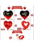 12pcs Black and Red Heart Foil Balloons 18in Valentine's Day Decor