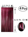 4PCS Burgundy Tinsel Fringe Curtains for Party Wedding & Celebration