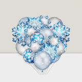 60 Pcs Winter Theme Balloons Set With 50 Snowflake Latex Balloons And 10 Snowflake Foil Balloons -
