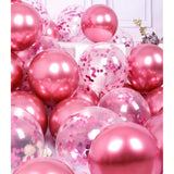 47-Piece Hot Pink and Confetti Balloon Set for Birthday Graduation and Parties