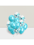 Teal Turquoise Balloons with Confetti for Birthday Engagement & Party Decor