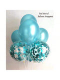 Teal Turquoise Balloons with Confetti for Birthday Engagement & Party Decor