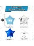 12PCS Royal Blue Silver Star Foil Balloons 18 Inch Birthday Graduation Decor