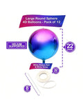 12-Pack 22 Inch Purple Galaxy Metallic & Iridescent Balloons