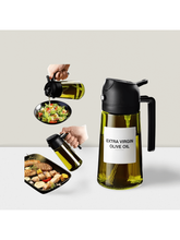 16oz Olive Oil Dispenser Bottle with Black Sprayer and Label Stickers for Kitchen