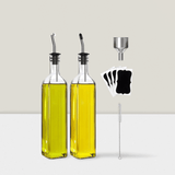 2pc Olive Oil and Vinegar Dispenser Set 500ml Glass Bottles with Accessories