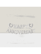 18" Silver Happy Anniversary Balloons with Heart Accents and Banner