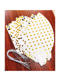12PCS Party Hats Birthday Cone Set Gold Polka Dot Striped Paper Adults Party Decor