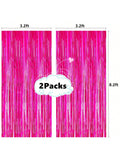 2-Pack Hot Pink Tinsel Foil Fringe Curtains 3.2x8.2ft for Party Backdrop