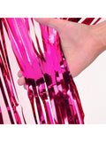 2-Pack Hot Pink Tinsel Foil Fringe Curtains 3.2x8.2ft for Party Backdrop