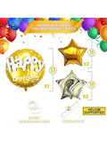 5-Pack Gold Happy Birthday Mylar Balloons for Black & Gold Parties