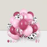 30PCS Pink Cow 12 Inch Latex Balloons Hot Light Confetti Cow Print Party Decor