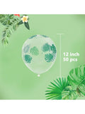 50 Pc 12 Inch Palm Leaves Latex Balloons Clear Jungle Leaf for Hawaiian and Jungle Party