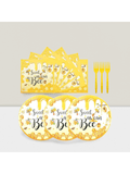 75-Pc Yellow Party Set with Disposable Plates Napkins and Forks for Birthdays