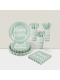 175-Piece Sage Green Birthday Tableware Set Plates and Napkins for 25 Guests