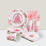 175-Piece Princess Birthday Tableware Set Pink White Plates and Napkins