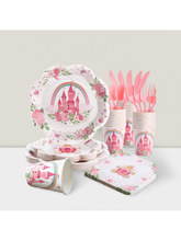 175-Piece Princess Birthday Tableware Set Pink White Plates and Napkins