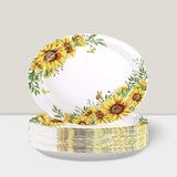 Sunflower Party Plates 50pcs 10x12in Disposable For Showers Or Birthdays