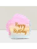 50PCS Pastel Ombre Birthday Napkins 6.5 Inch Disposable Gold Foil Party Supplies