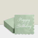 100PCS Sage Green Scalloped 5x5 Birthday Napkins 2-Ply for Parties